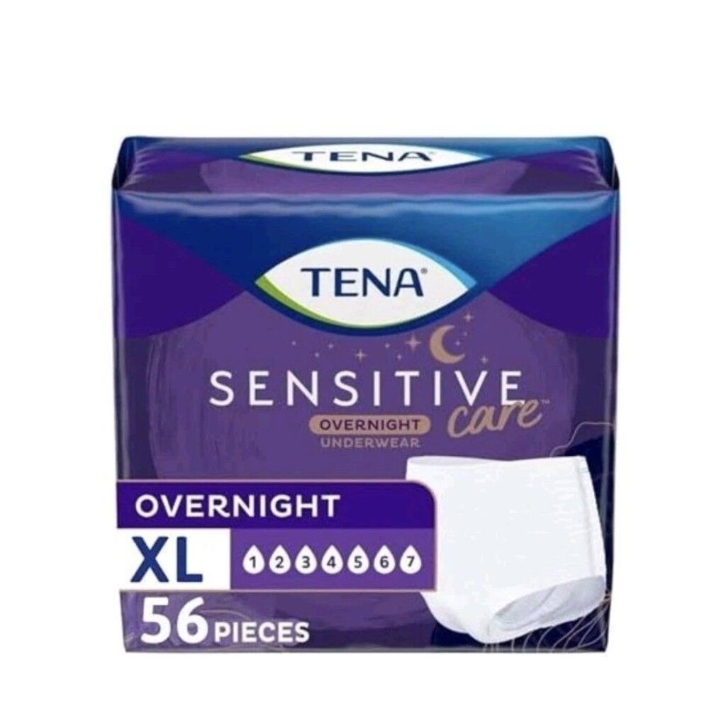 TENA Sensitive Care Overnight Underwear XL, 56 Count